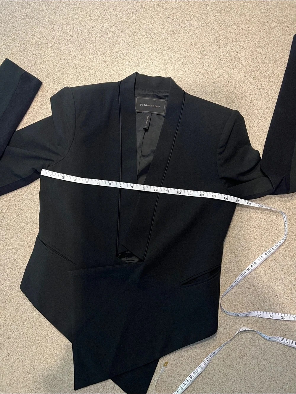 ❤️ BCBGMaxAzria Candice Black Asymmetric Blazer - Picture 3 of 9